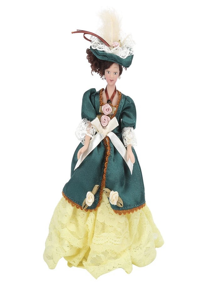 Zerodis Dollhouse People Victorian Lady, 1:12 Dollhouse Figures Model Mini Movable with Green Dress Hat - Image 1